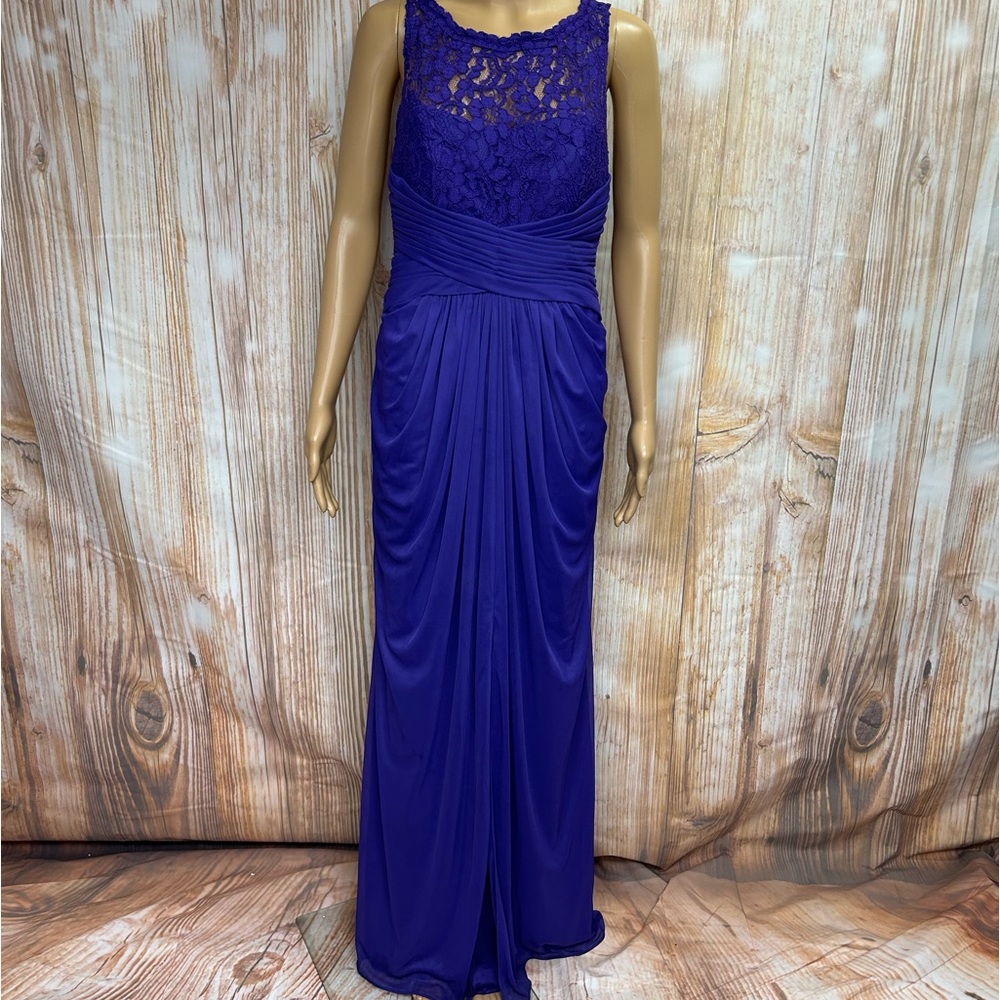 David’s Bridal Sleeveless Long‎ Mesh Dress With Corded Lace